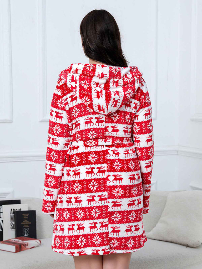 [Plus Size] 1940s Christmas Print Flannel Thickened Sleepwear