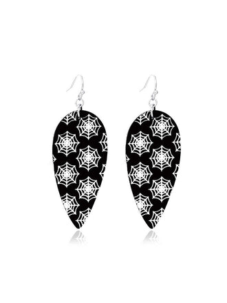Black Halloween Spiderweb Teardrop Earrings