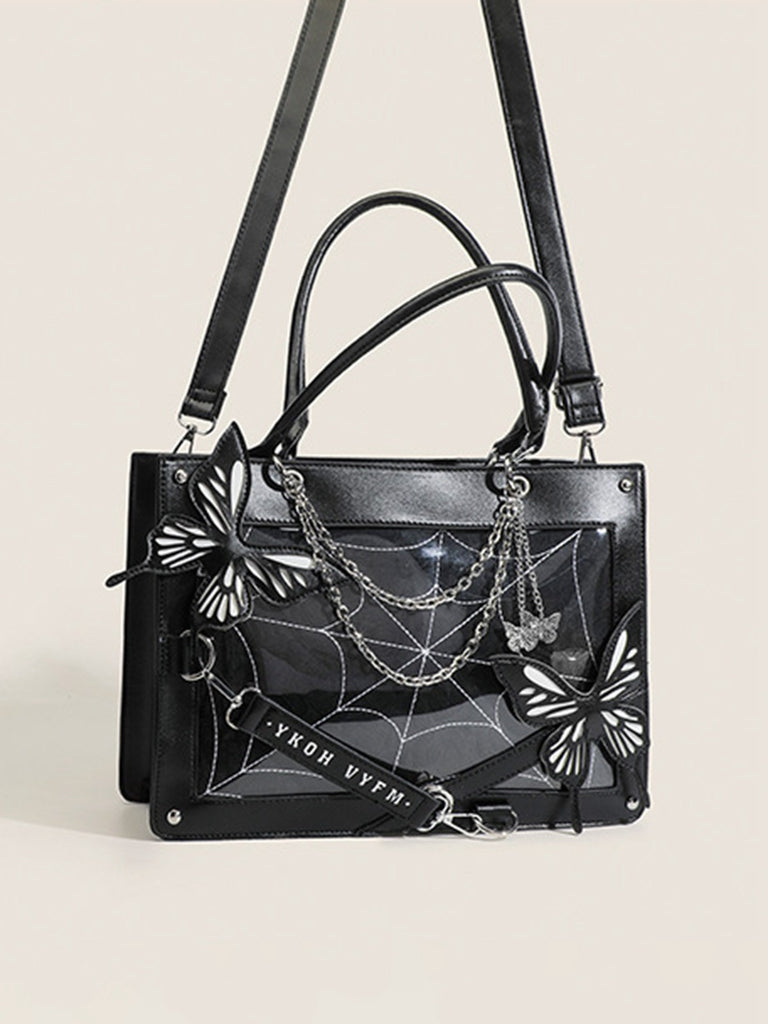 Gothic Butterfly Spider Web Chains Handbag