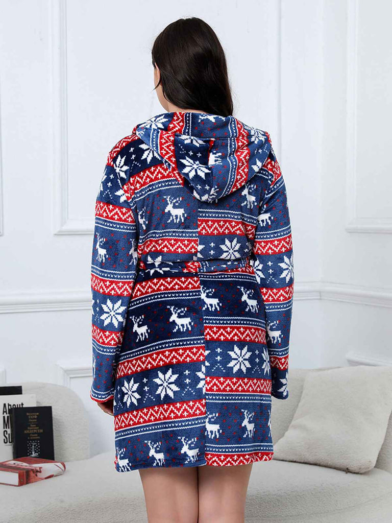 [Plus Size] 1940s Christmas Print Flannel Thickened Sleepwear