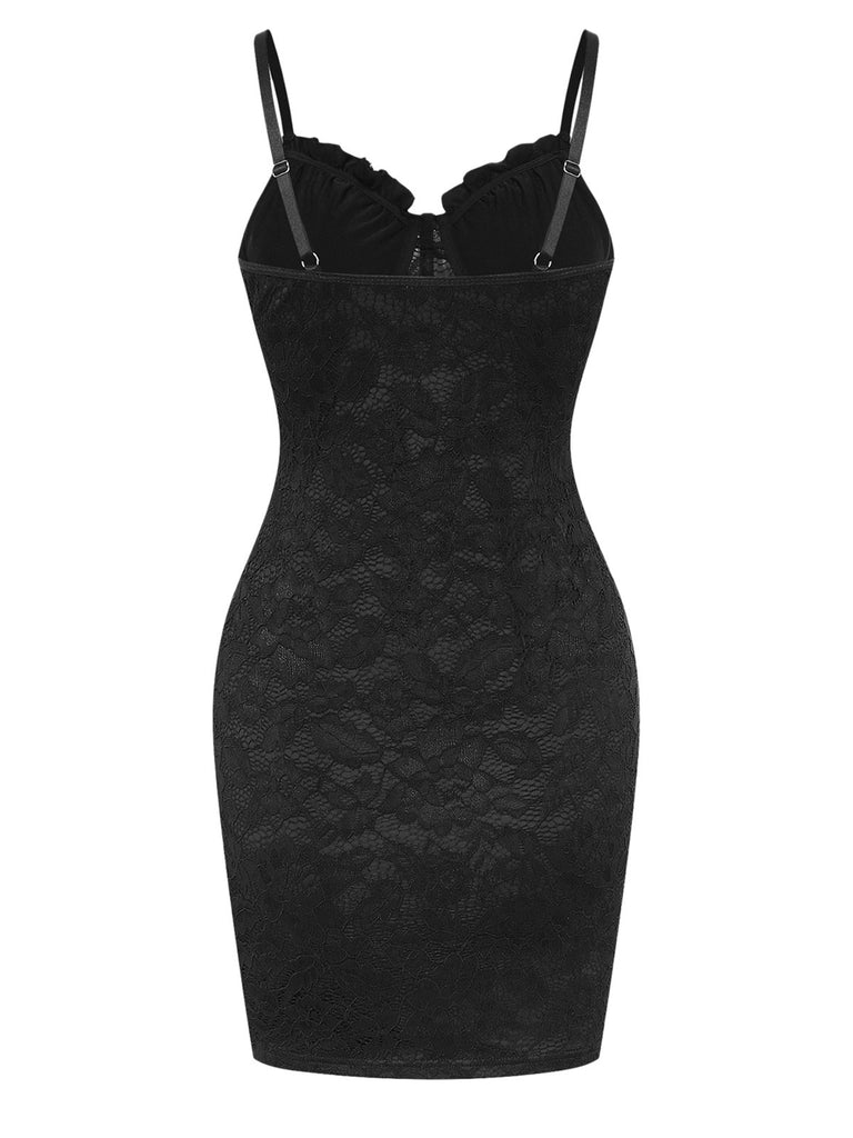 1960s Lace Suspender Corset Bodycon Dress