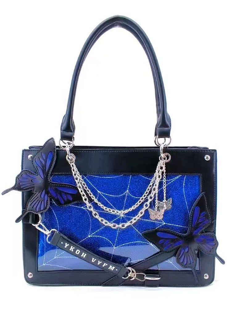 Gothic Butterfly Spider Web Chains Handbag