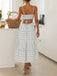 Blue 1940s Beach Striped Back Lace-Up Dress