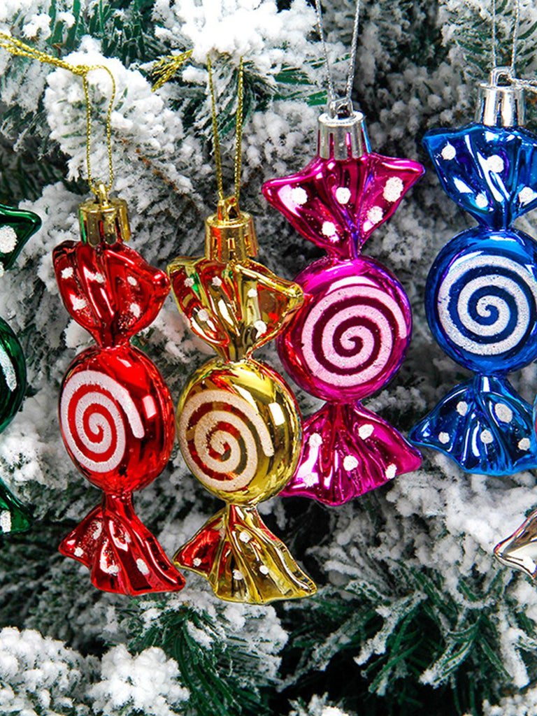 Painted Spiral Glitter Candy Christmas Tree Decorations