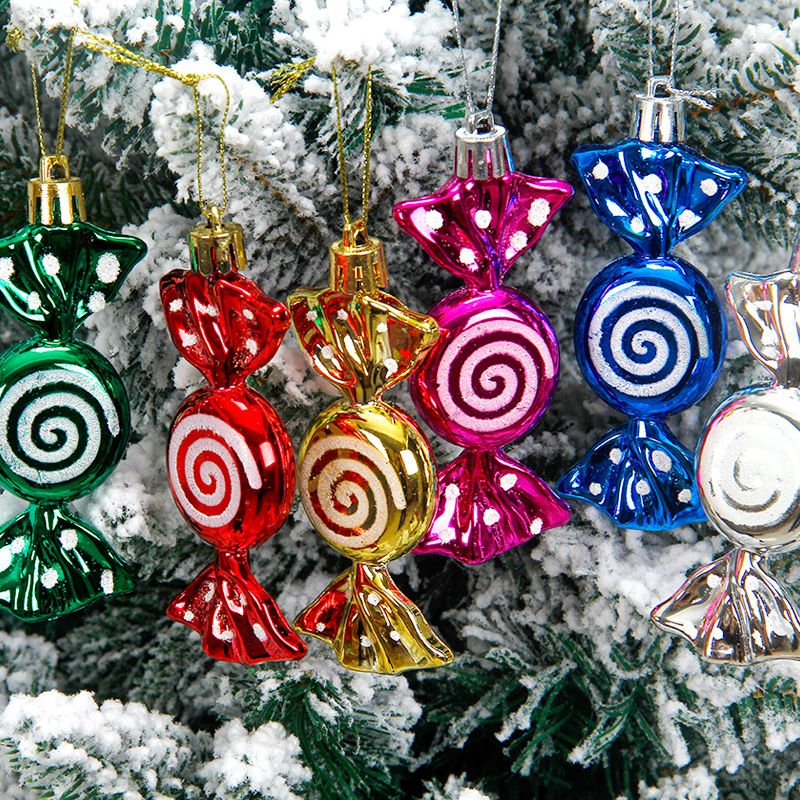 Painted Spiral Glitter Candy Christmas Tree Decorations