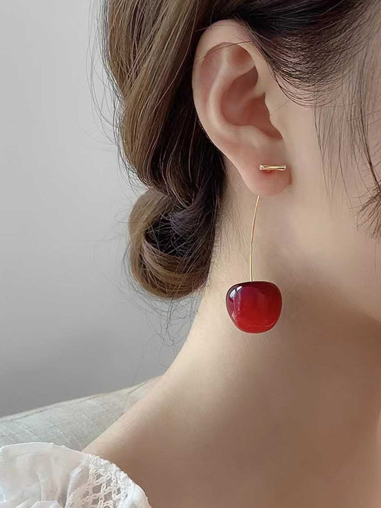 Red Cherry Drop Earrings