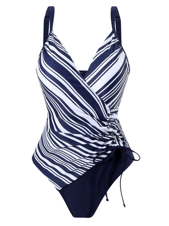 1960s Side-Laced V-Neck One-Piece Swimsuit