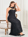 [Plus Size] Black 1930s Lace Patchwork Fishtail Evening Dress