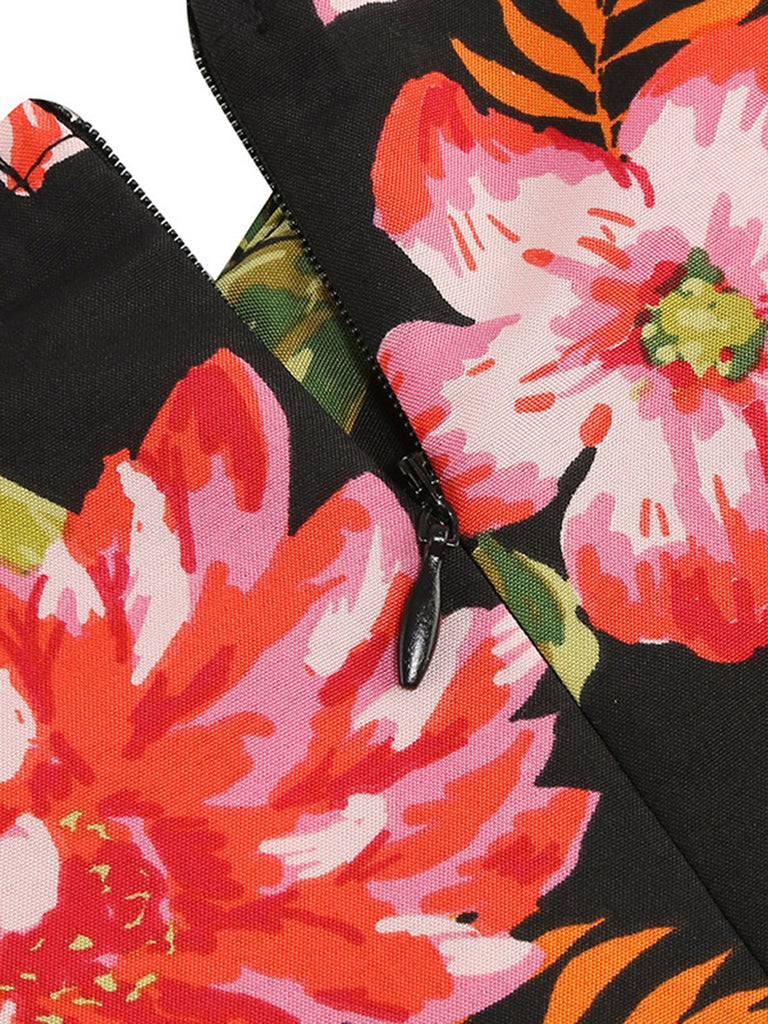 1950s Floral Hepburn Elegant Vintage Dress