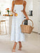 Blue 1940s Beach Striped Back Lace-Up Dress