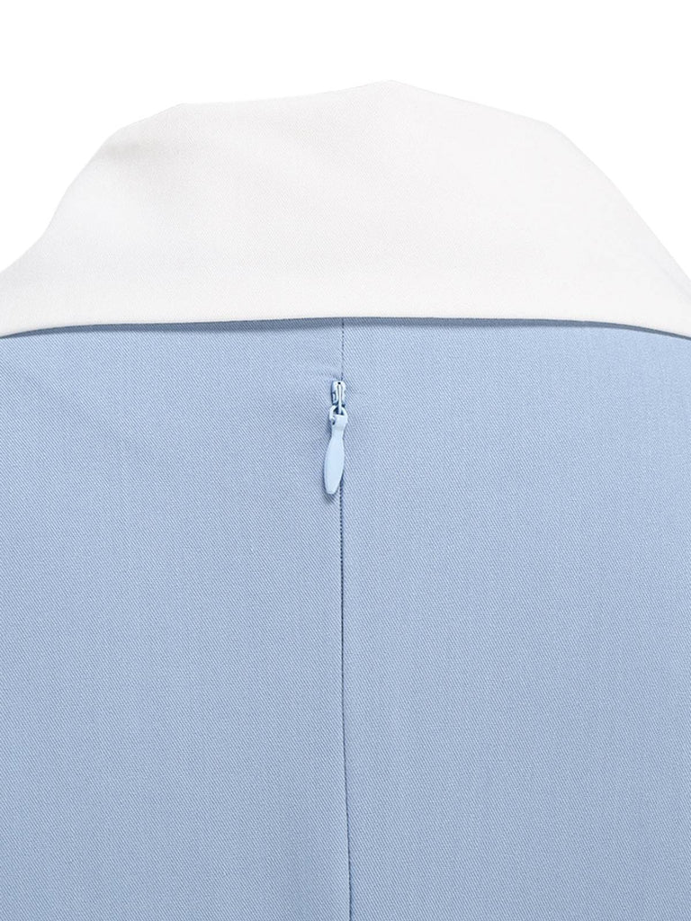 1950s Notched Collar Colorblock Swing Dress