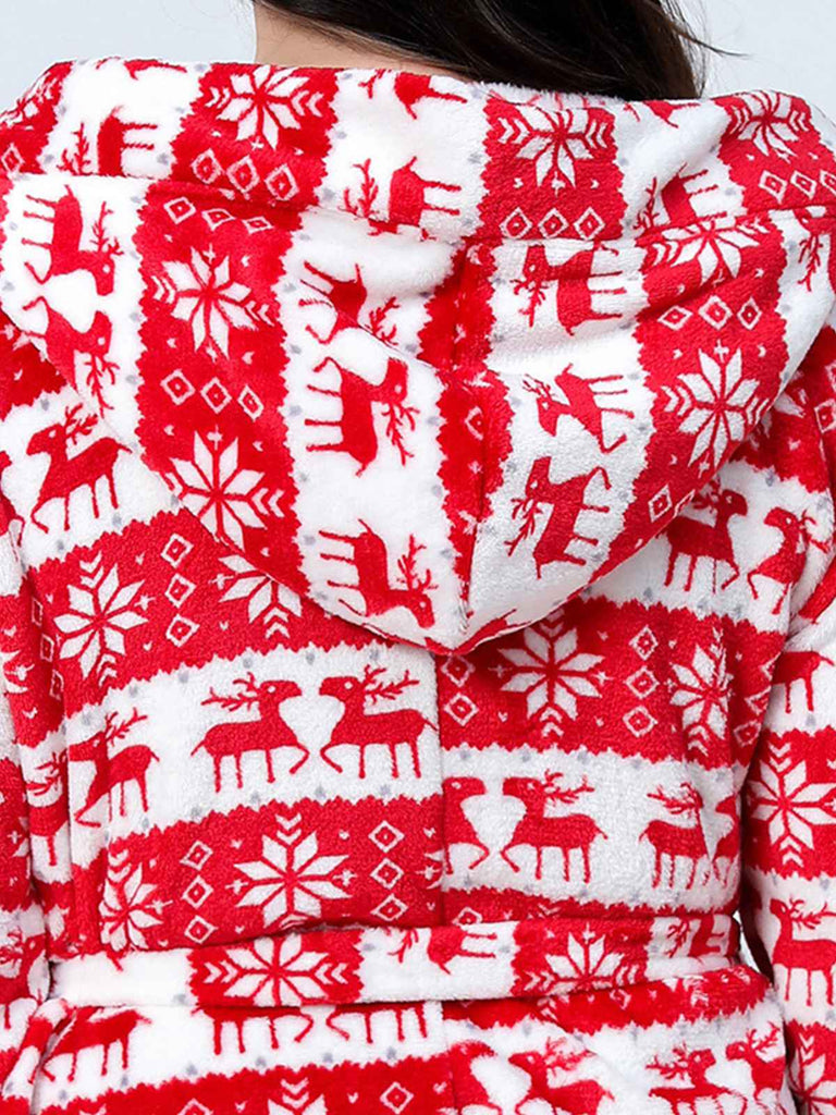 [Plus Size] 1940s Christmas Print Flannel Thickened Sleepwear