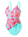 1960s Side-Laced V-Neck One-Piece Swimsuit
