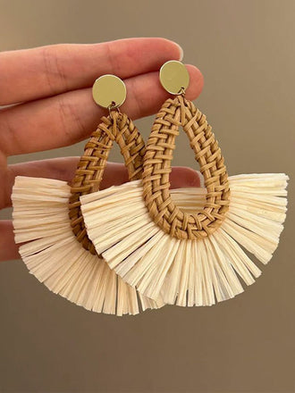 Vintage Style Rattan Statement Earrings