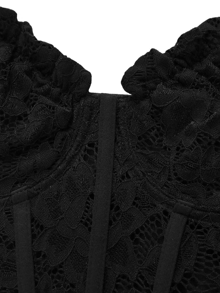 1960s Lace Suspender Corset Bodycon Dress
