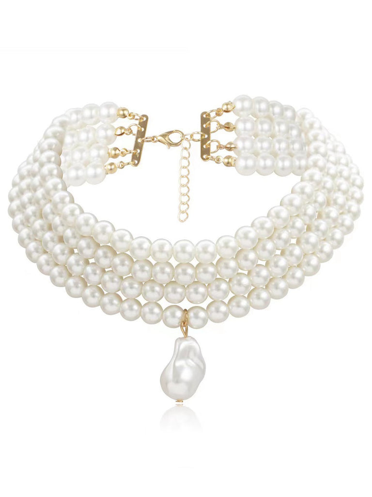 Special-Shaped Pendant Multi-Layered Pearl Necklace