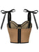 1940s Lace-Up Bow Mesh Corset Crop Camisole