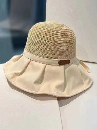 Vintage Canvas Brim Bow Sun Hat
