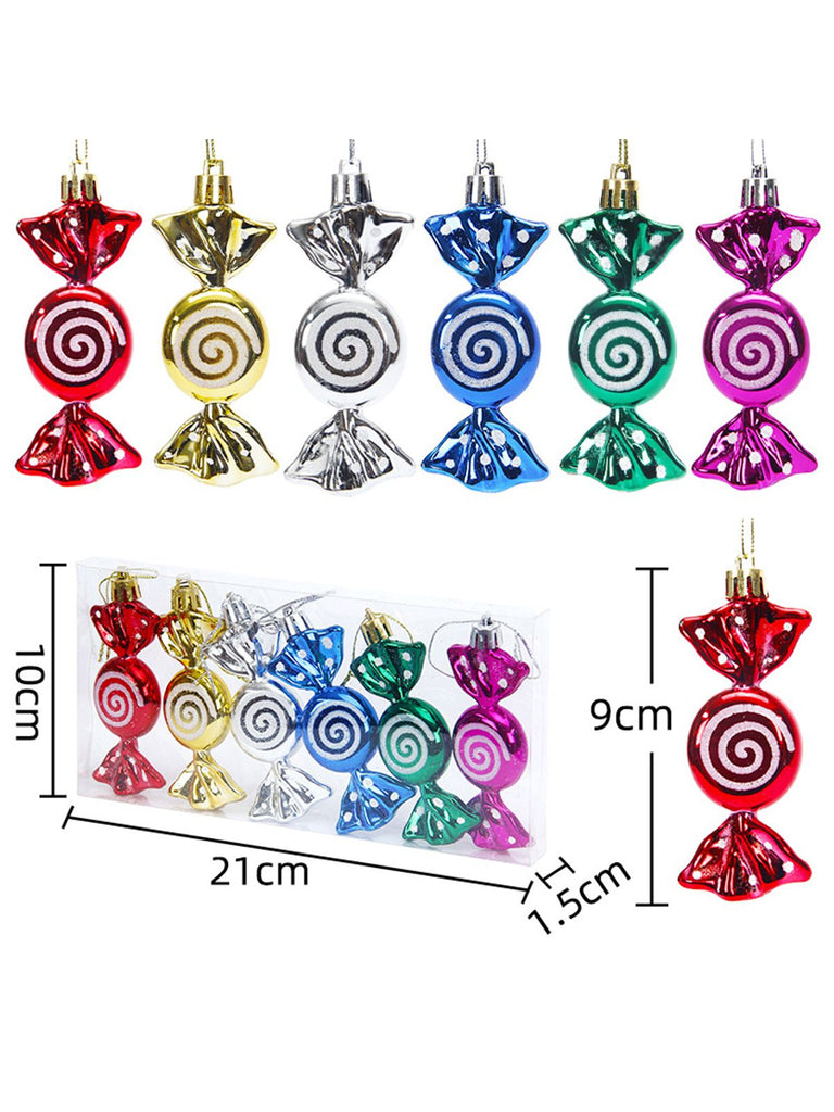 Painted Spiral Glitter Candy Christmas Tree Decorations