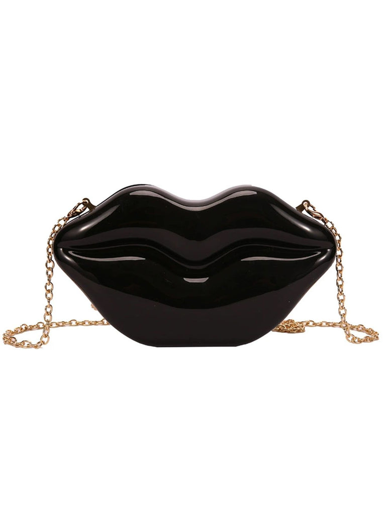 Lip-Shaped Metallic Shoulder Bag