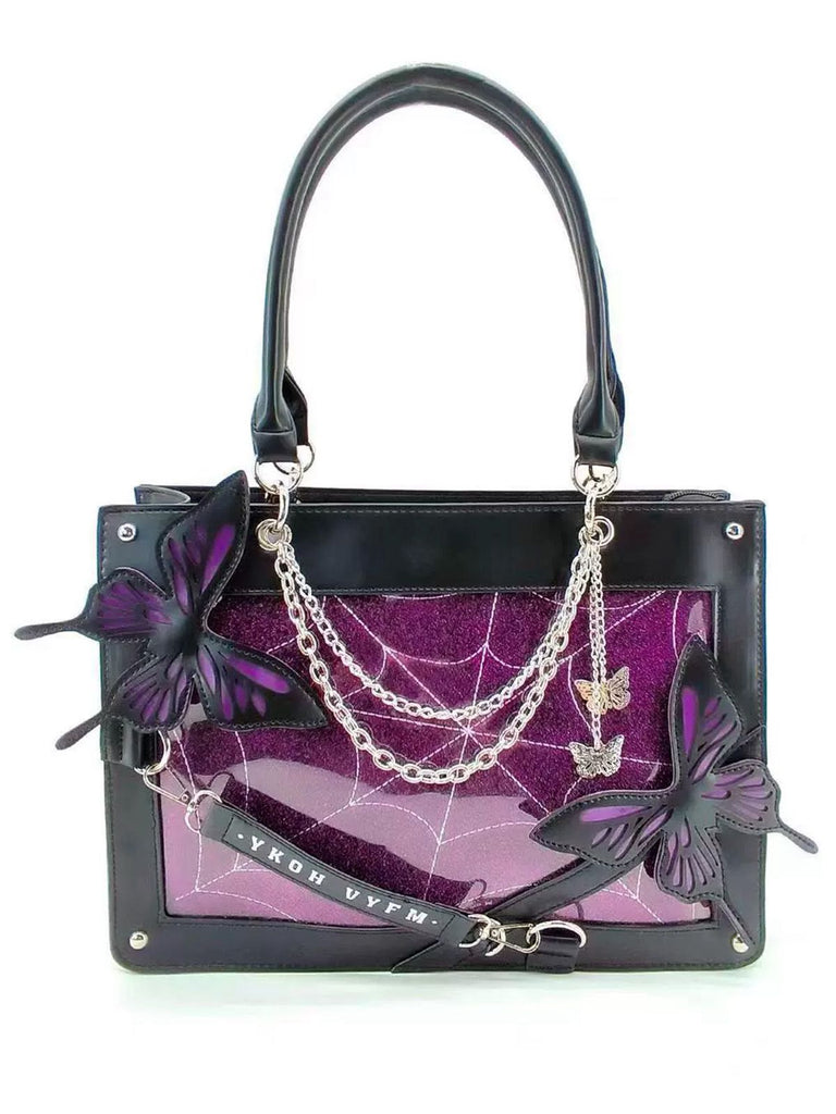 Gothic Butterfly Spider Web Chains Handbag