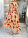 1940s Deep V-Neck Chiffon Polka Dots Floral Dress