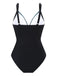 1960s Side-Laced V-Neck One-Piece Swimsuit