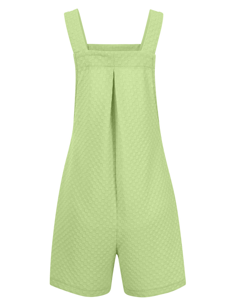 1940s Button Pocket Strap Straight Romper