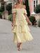 1940s Solid Puff Sleeve Ruffle Trim Tiered Dress