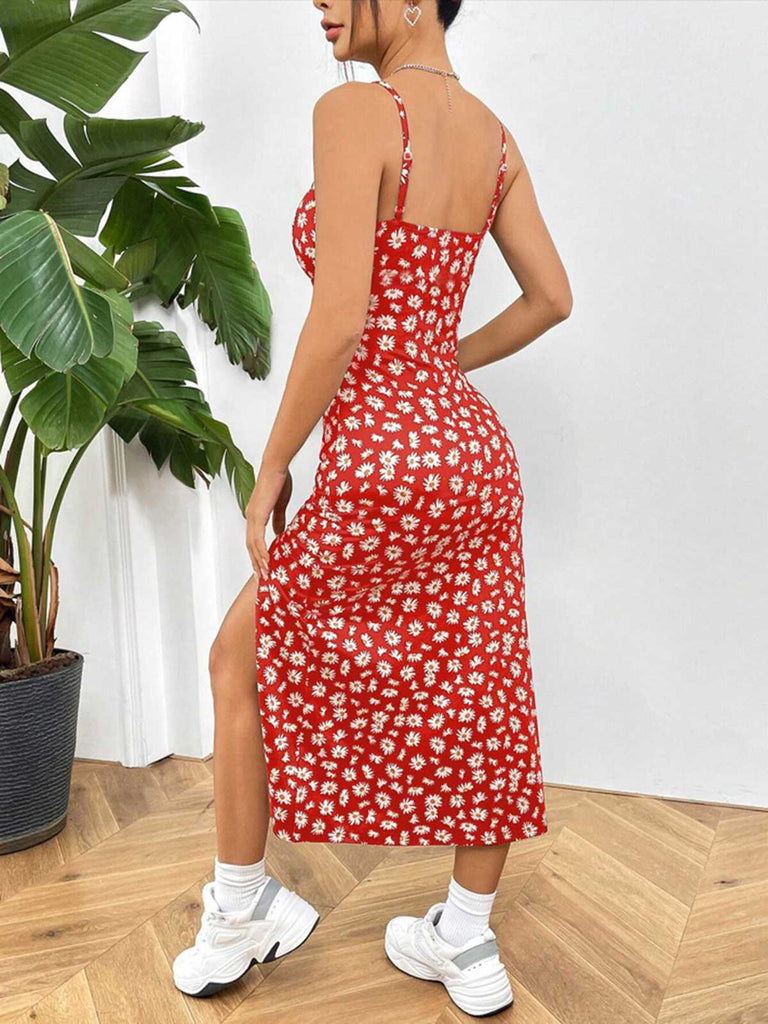 1930s Spaghetti Strap Daisy Slit Dress