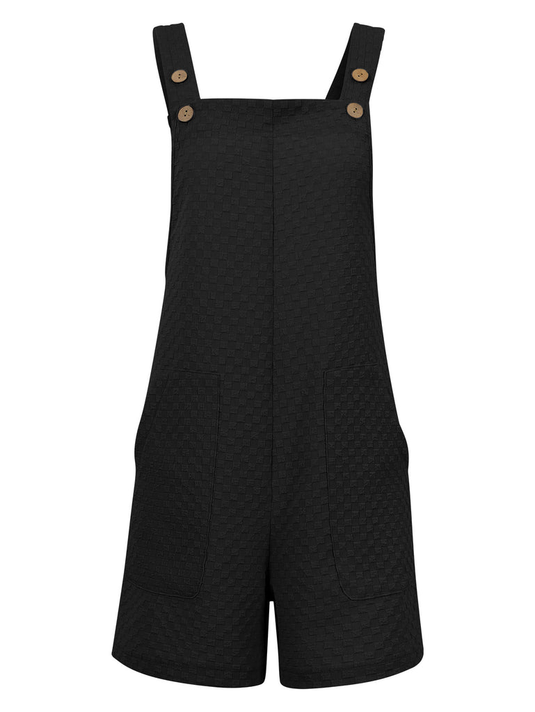 1940s Button Pocket Strap Straight Romper