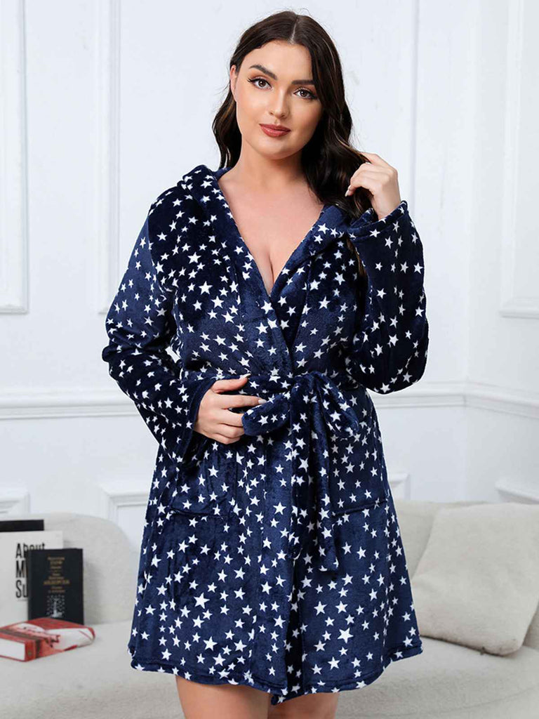 [Plus Size] 1940s Christmas Print Flannel Thickened Sleepwear