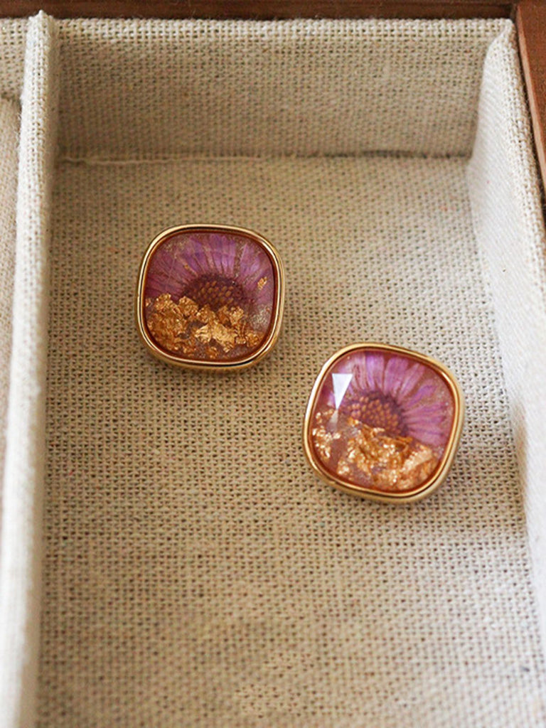 Christmas Gold Plated Camellia Earrings