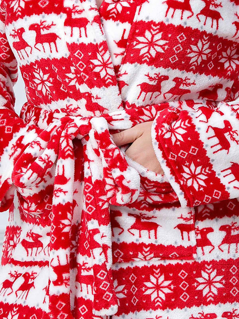 [Plus Size] 1940s Christmas Print Flannel Thickened Sleepwear