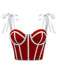 1940s Lace-Up Bow Mesh Corset Crop Camisole