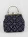 Indigo-Dyed Embroidered Grilled Wheel Clutch Bag