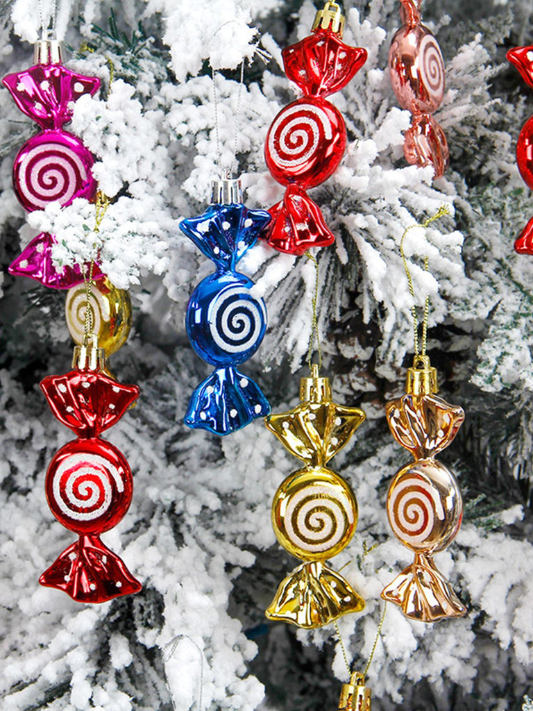 Painted Spiral Glitter Candy Christmas Tree Decorations