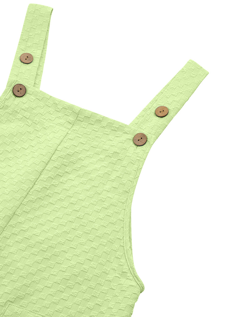 1940s Button Pocket Strap Straight Romper