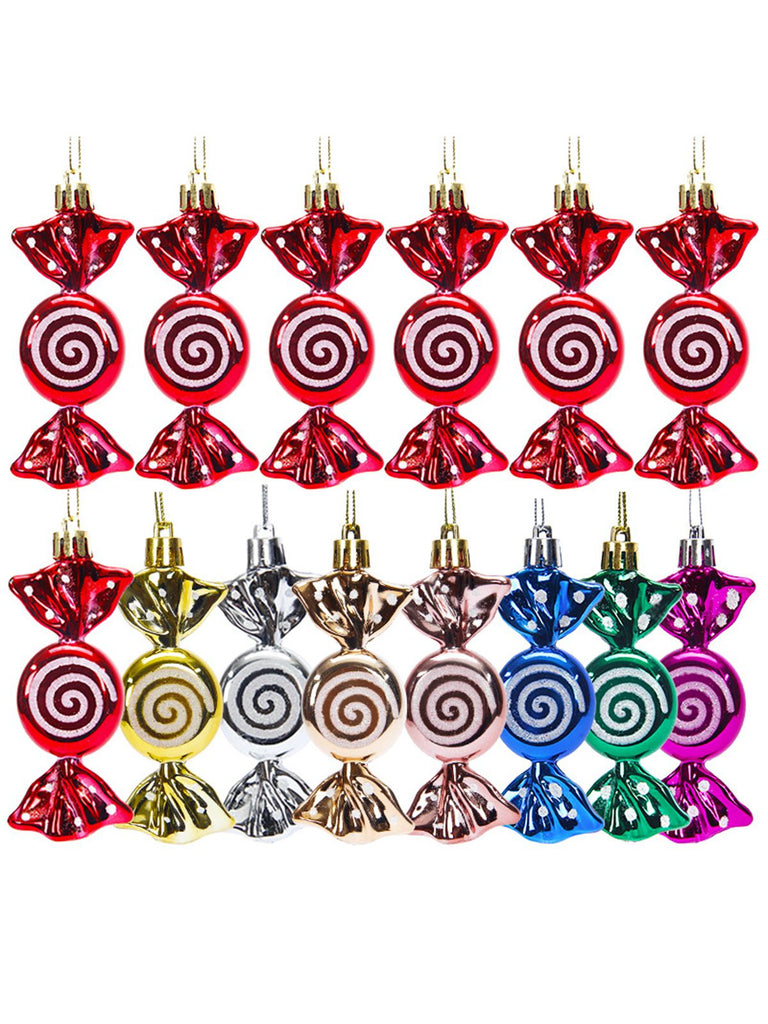 Painted Spiral Glitter Candy Christmas Tree Decorations