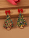 Colorful Christmas Tree Alloy Rehinestone Earrings