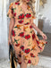 1940s Deep V-Neck Chiffon Polka Dots Floral Dress