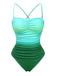 Ombre Green 1930s Ruched One-Piece Swimsuit - vintage swimsuit, pin-up style