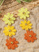 Ombre Raffia Woven Daisy Triple Drop Earrings - vintage jewelry, Art Deco for vintage lovers