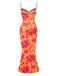Orange 1930s Floral Cowl Neck Fishtail Dress, vintage dress, retro fashion, floral print - perfect for women who love vintage and retro fashion