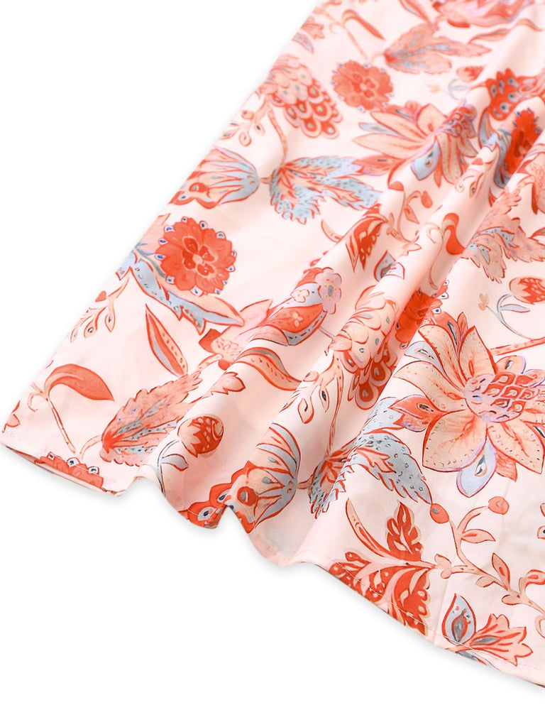 Orange 1930s Floral Strappy Maxi Dress