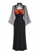 Orange 1940s Floral Lace Dress With Cape & Hat, vintage dress, retro fashion, floral print, lace detail - perfect for women who love vintage and retro fashion