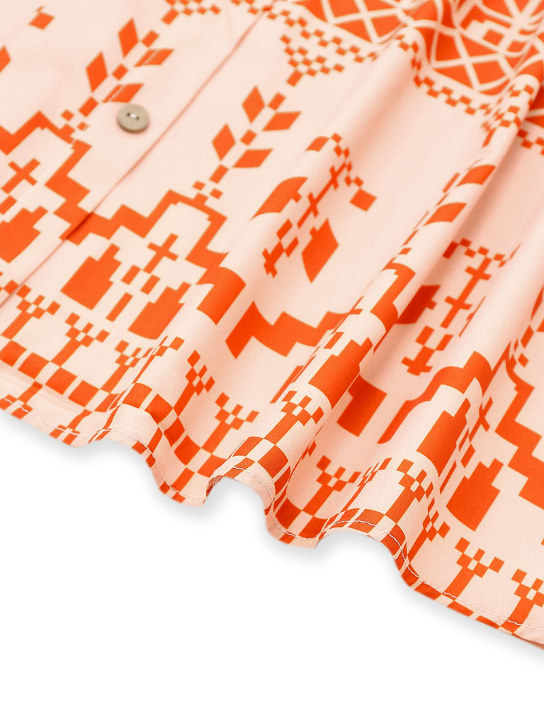 Orange 1940s Floral Print Lace-Up Cut-Out Dress — the kind of 1940s dress that makes strangers smile