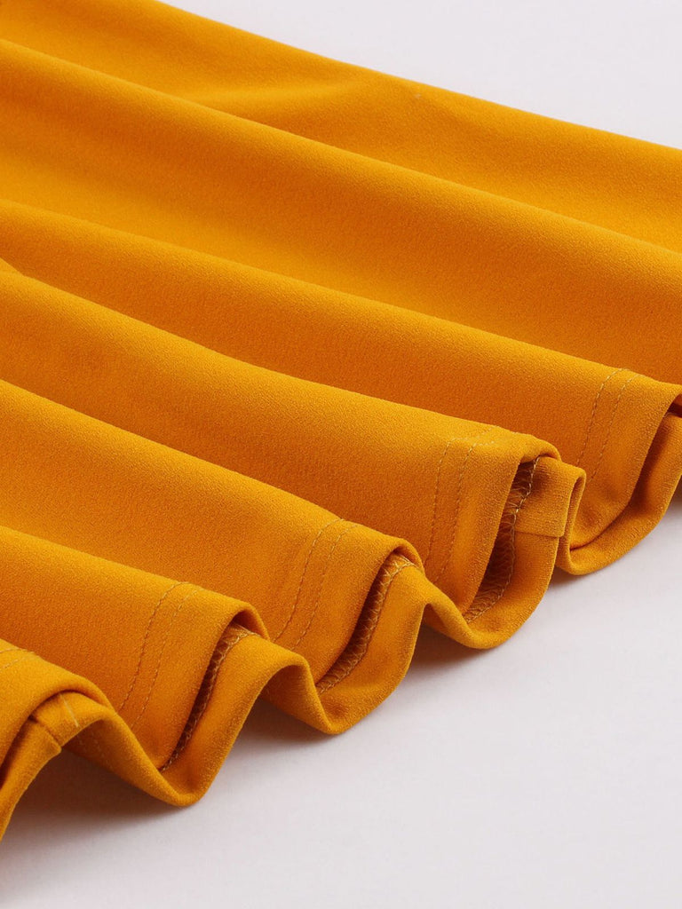Orange 1940s Solid Lace-up Dress, vintage dress, retro fashion, lace detail - perfect for women who love vintage and retro fashion