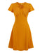 Orange 1940s Solid Lace-up Dress, vintage dress, retro fashion, lace detail - perfect for women who love vintage and retro fashion
