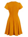 Orange 1940s Solid Lace-up Dress, vintage dress, retro fashion, lace detail - perfect for women who love vintage and retro fashion